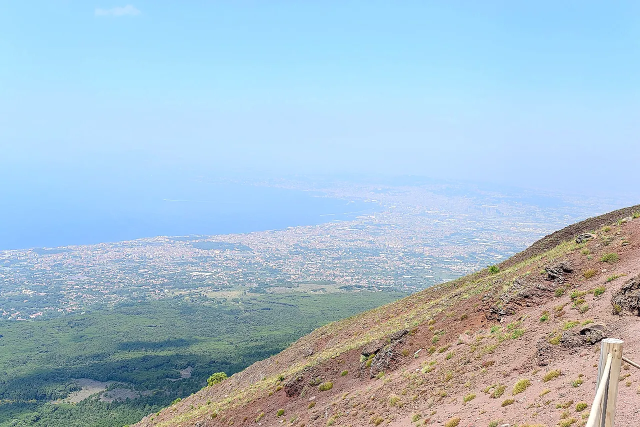 View from the slopes of Vesuvius towards the Bay of Naples and the coast below